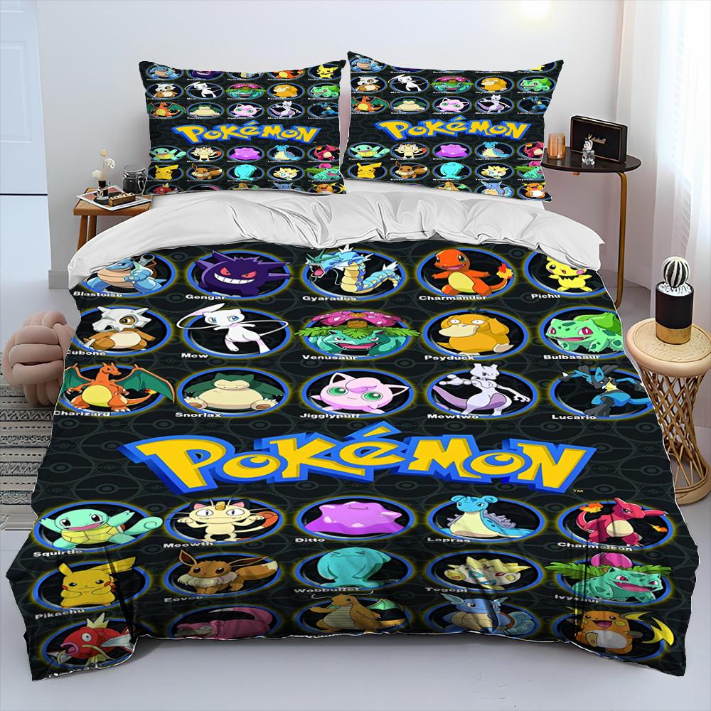 3D Cartoon Pikachu Pokemon Monster Bettdecke Bettwäsche Set Bettbezug Bett Set Steppdecke Bezug Kissenbezug Queen Bettwäsche Set Erwachsene Kinder