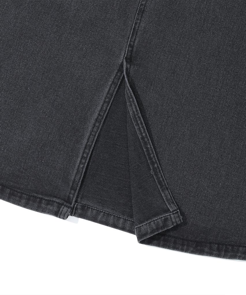 Columbia University M-Label Belted Denim Long Skirt Black Jeans