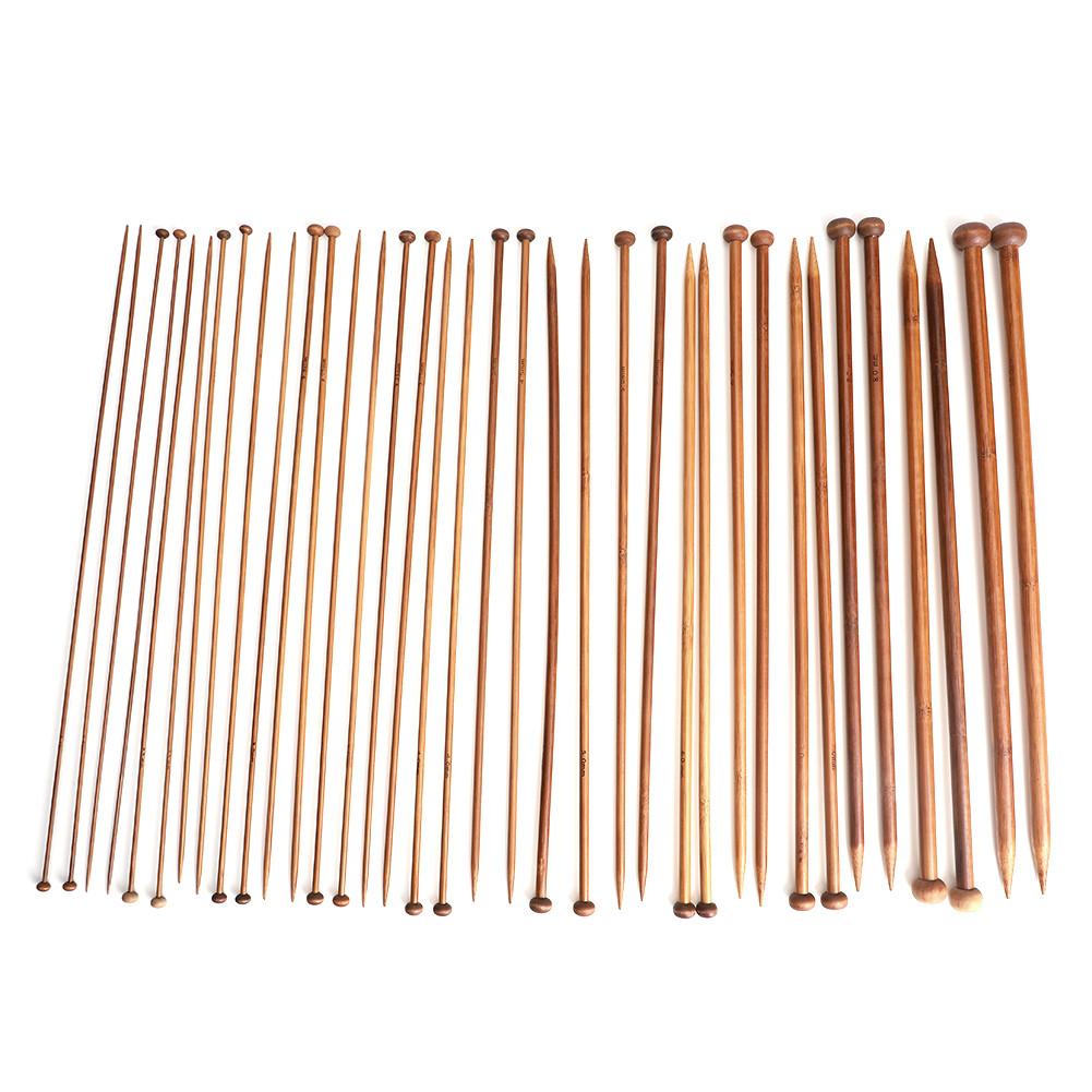 

36 Pieces 18 Sizes Carbonized Bamboo Crochet Knitting Needles Single Tip Needles
