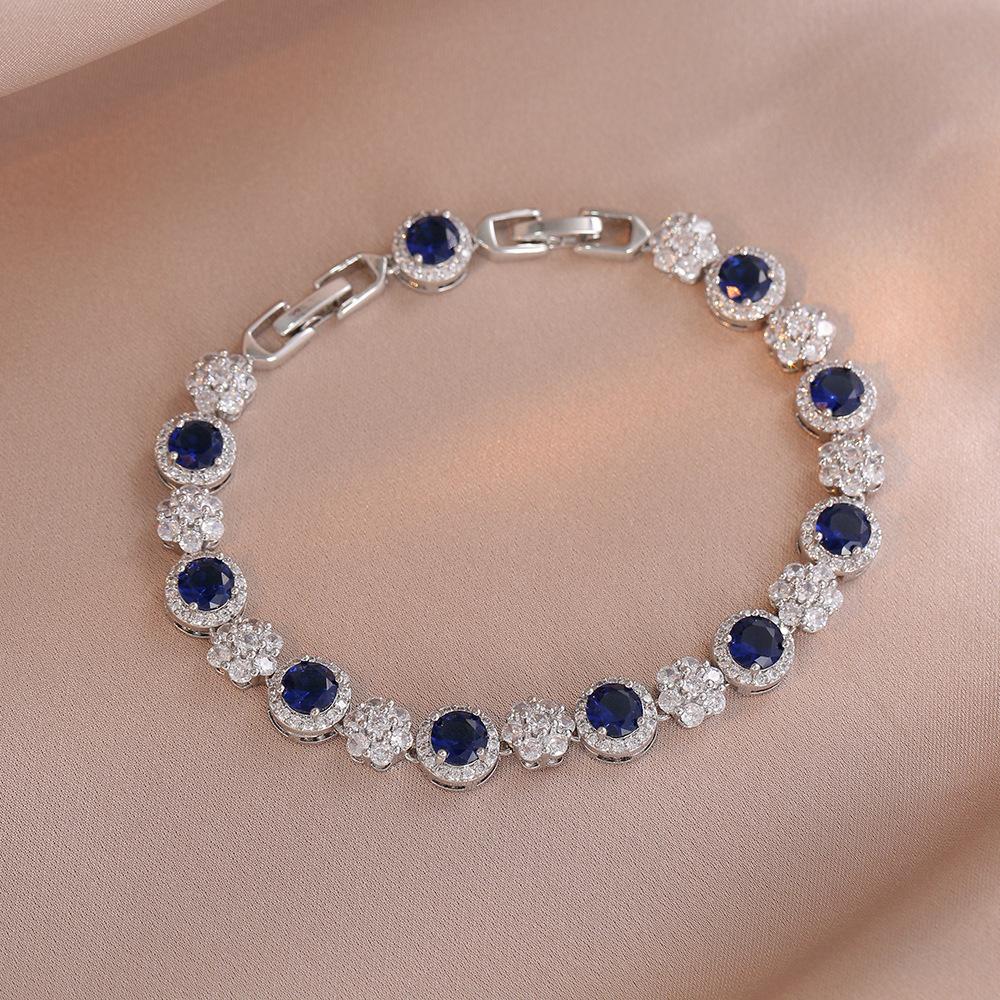 Bracelet Women'S Style Color Micro-Inlaid Zircon Bracelet Design Simple Temperament Women'S Emerald Bracelet