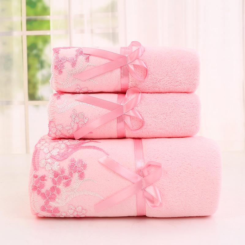 Four Seasons Thickened Polyester/Nylon Hair Drying Towel Set with Appliqué Embroidery
