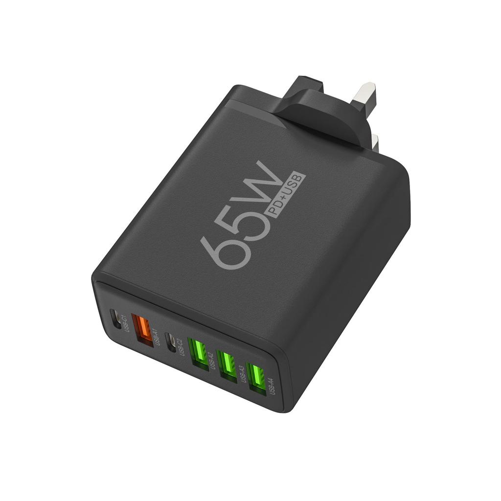 65W Multi-Port Fast Charger for Apple & Android - 5V2A 12W, Compatible with Apple 15