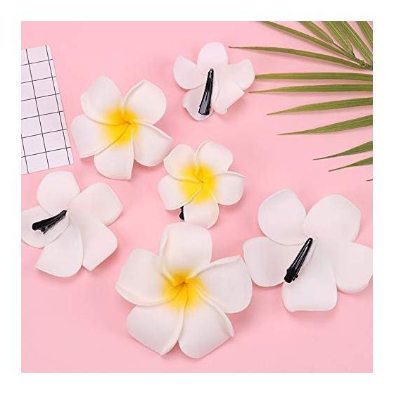 Yesallwas Hair Clips Pins Plumeria Artificial Flowers 5cm Set of 20 Flowers Only White Hair Clips Pins Plumeria Hair Accessories Floral DIY Handmade