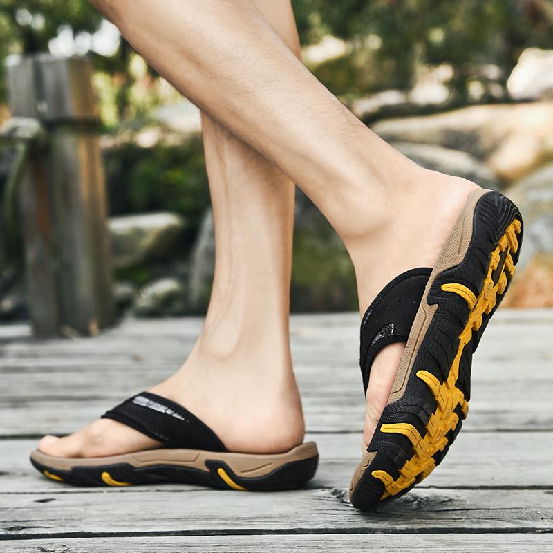 High Quality Men's Slippers Luxury Breathable Genuine Leather New Slippers Man Casual Flats Flip-flops for Men Designer Slippers