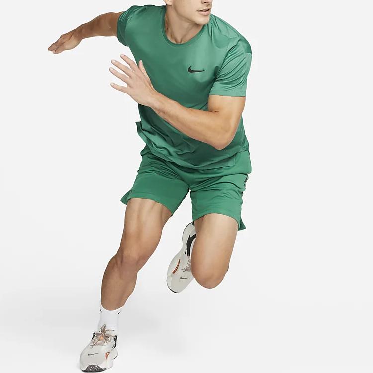 Nike Pro Dri-FIT Solid Color Casual Sports Quick-Dry Crew Neck Short Sleeve T-Shirt Men Tops Noble-Green CZ1182-333