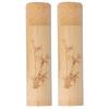 2Pcs Durable Bamboo Tea Canister Round Shape With Lid Tea Container 1.38 x 5.91in Incense Canister Spices