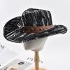 Gewaschener Denim Western Cowboyhut Vintage Aufgerollter Rand Cowgirl Jazzhut Geeignet für den täglichen Freizeitgebrauch, Western Cowboy Party