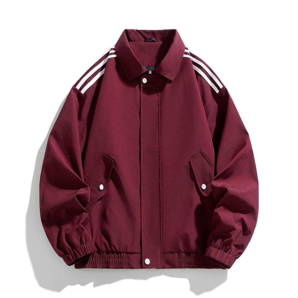 Spring and Autumn Lapel Jacket Men's Three Bars Loose Korean Version Casual Jacket Loose