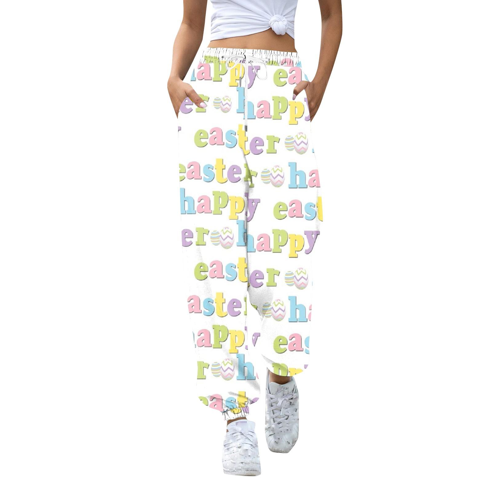 

Женские спортивные штаны, мешковатые спортивные штаны с высокой талией больших размеров с карманами, брюки для женщин, пасхальные брюки L бежевый