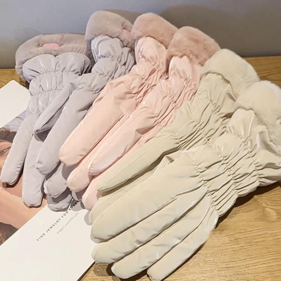 1 paire de gants d'hiver doublure en peluche épaisse coupe-vent chaud résistant au froid cinq doigts écran tactile imperméable anti-dérapant doux dame gants de cyclisme d'équitation