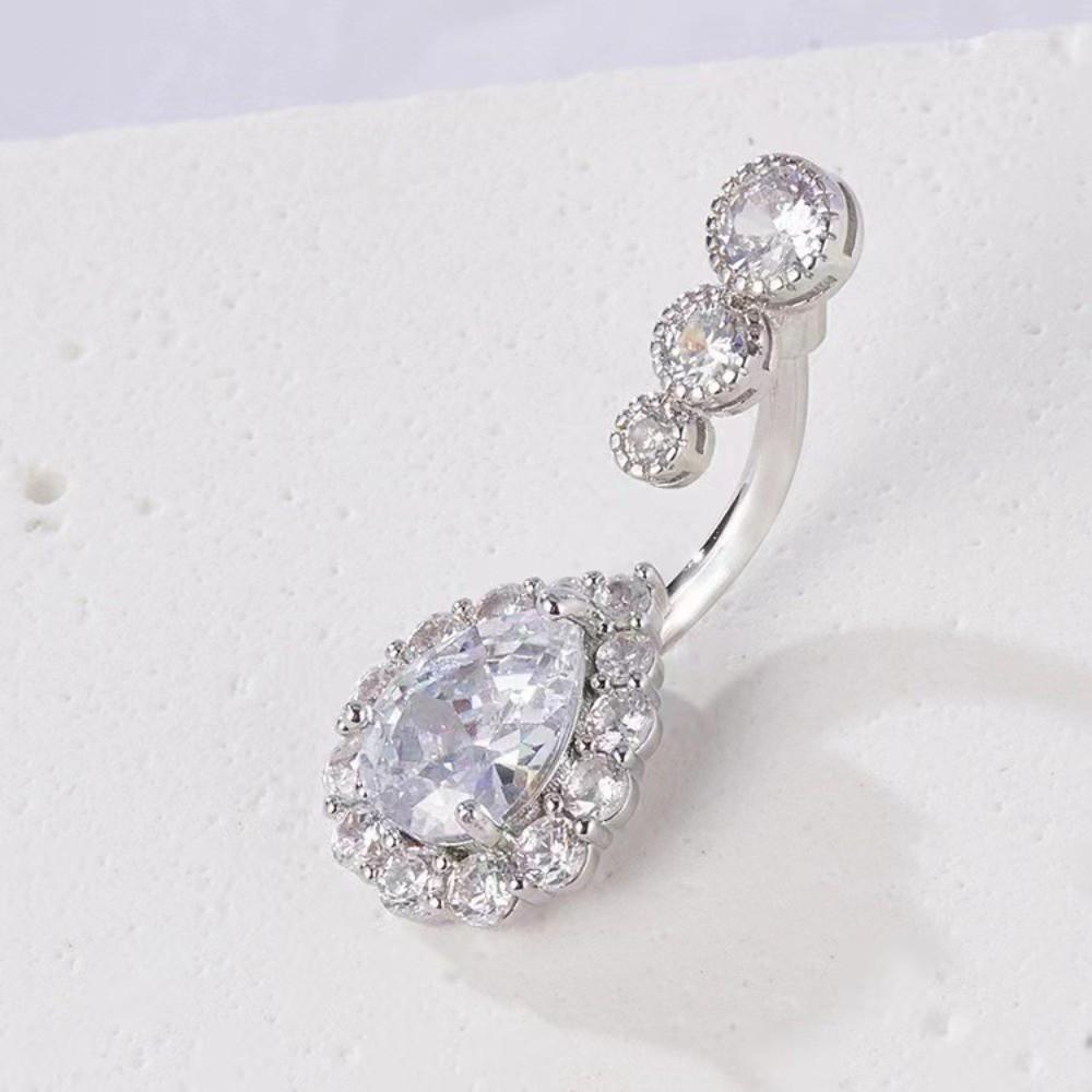 Stainless Steel Belly Button Ring Rhinestone Body Piercing Jewelry Zircon Navel Ring Gift