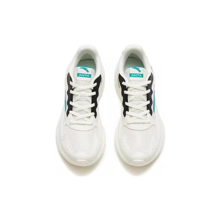 New Anta Cushioned Slip Resistant Abrasion Resistant Low Top Running Shoes Men's White Green Black 912325571-2