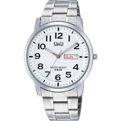 Masculino W474-204 ( Assista Q&Q Modelo Inox) Relógio Redondo Prata Inox Analógico