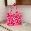 Fashion Simple Canvas Tote Bag Pink Leopard Print Bag Large Capacity Travel Handbags Versatile Shopping Shoulder Bag CLE