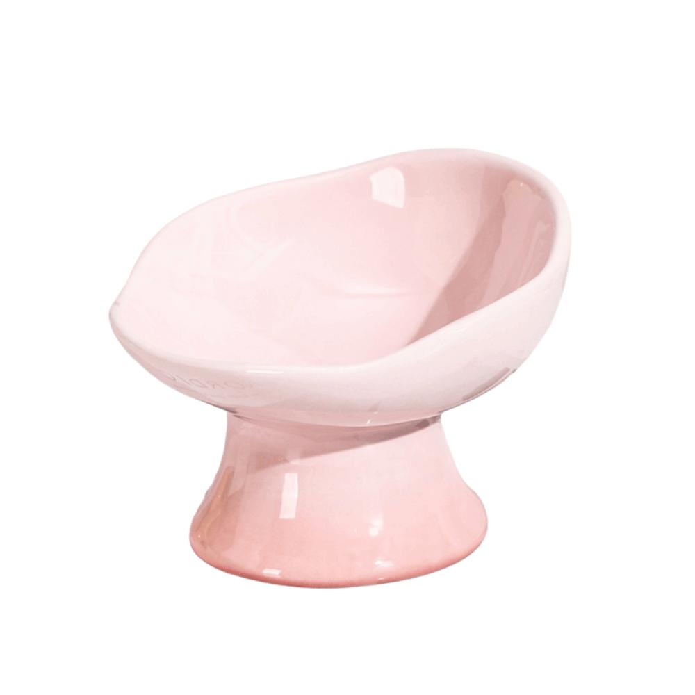 Flower Shape Ceramic Cat Bowl Anti-Tip Tall Footed Pet Food Water Feeders Anti-Slip Oblique Mouth Elevated Cat Bowl