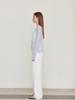 Leusejiem See-Through Tencel Long Sleeve T-Shirt - Sky Blue