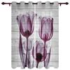 Spring Tulip Flower Plants Window Curtain Living Room Luxury Valance Curtain for Bedroom Home Kitchen Decor Curtain