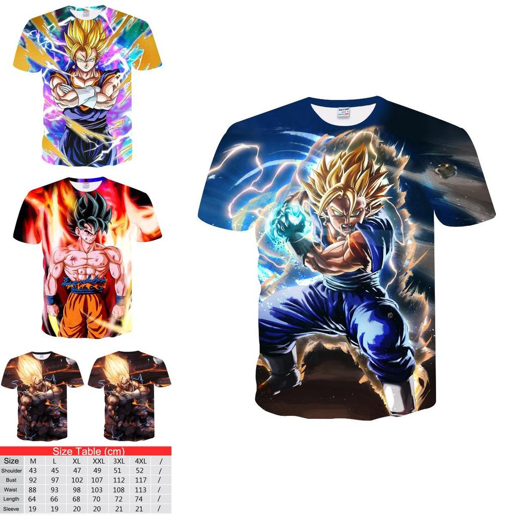 Vibrant Summer Tee Dragon Ball Z Goku Super Saiyan 3d Print Casual T-shirt Men Women Top