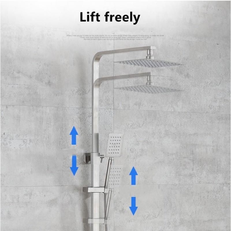 Household Stainless Steel Shower Set Bathroom Pressurized Top Shower Nozzle Hot And Cold Shower Spray Set