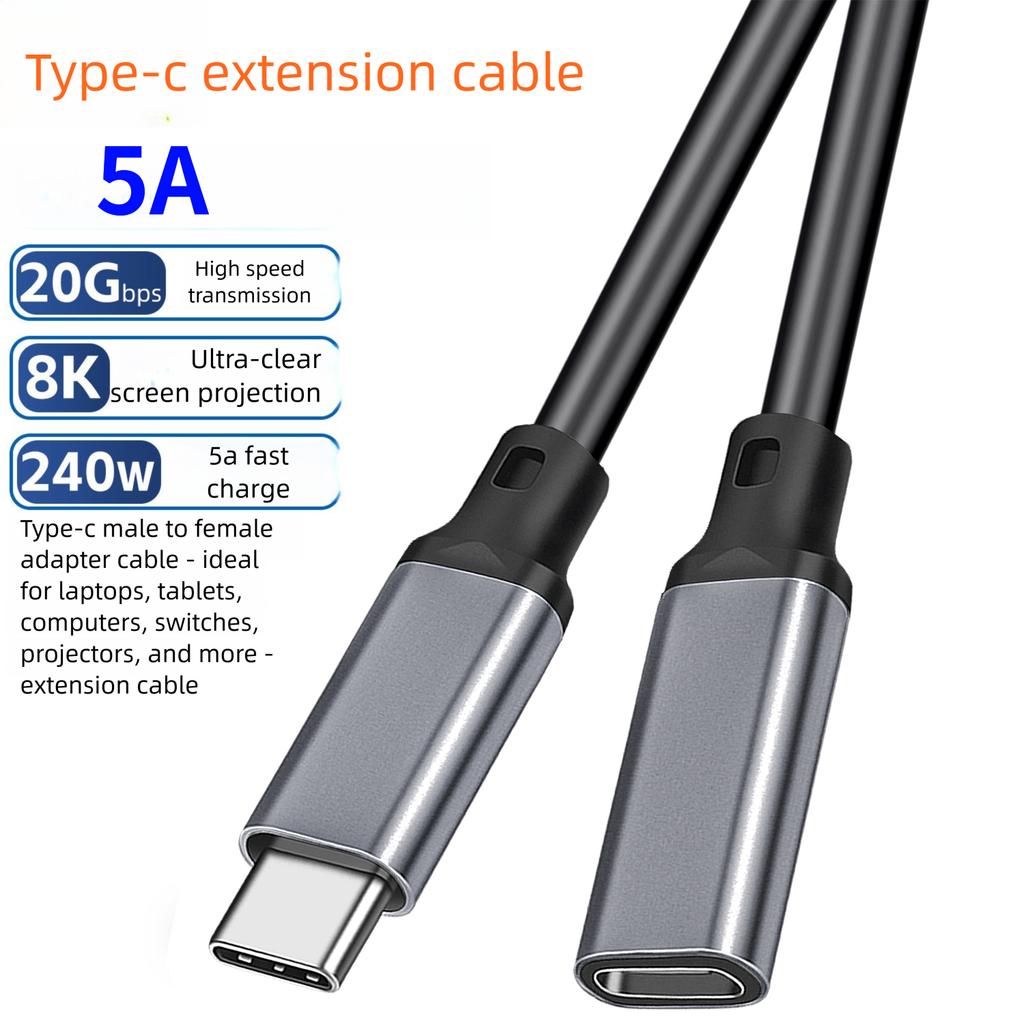USB 3.2 Type C Extender Cable 20Gbps 8K HDR Video Support for Thunderbolt 3 4 External SSD Hard Drive Adapter