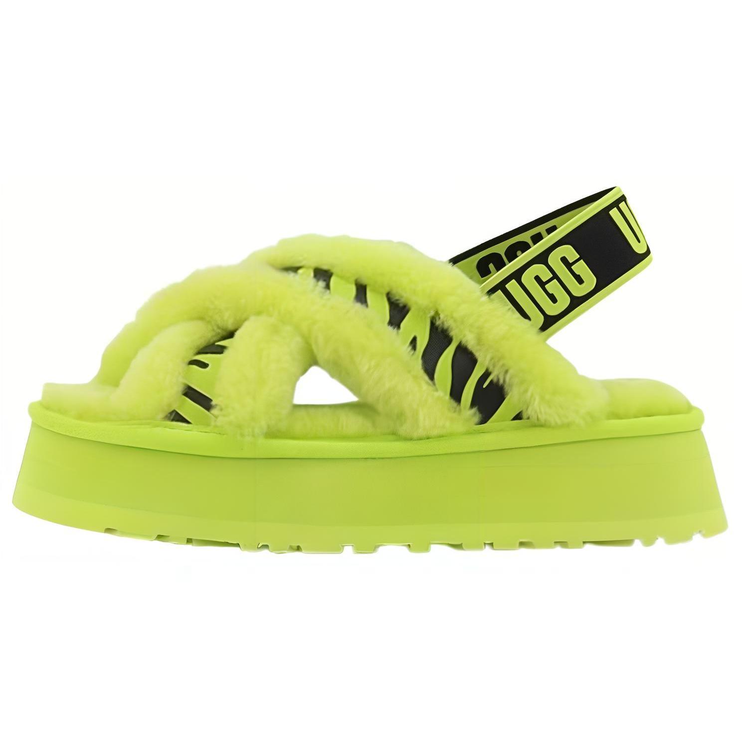 

UGG DISCO Cross Slide Animalia Shearling Slippers Women s Green 1128213-KLM 40