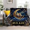 1PC Custom Name Elegant Elephant Moon Night blanket versatile,all-season throw suitable for the living room,bedroom,camping,travel,and gift