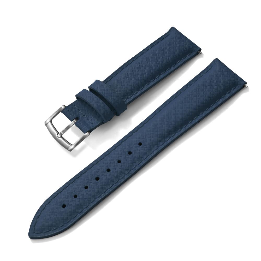 STAPELP 18mm 19mm 20mm 22mm Sailcloth Strap FKM TOP+Leather Base Tropical Texture Rubber Watch Bands Quick Release Pin Buckle