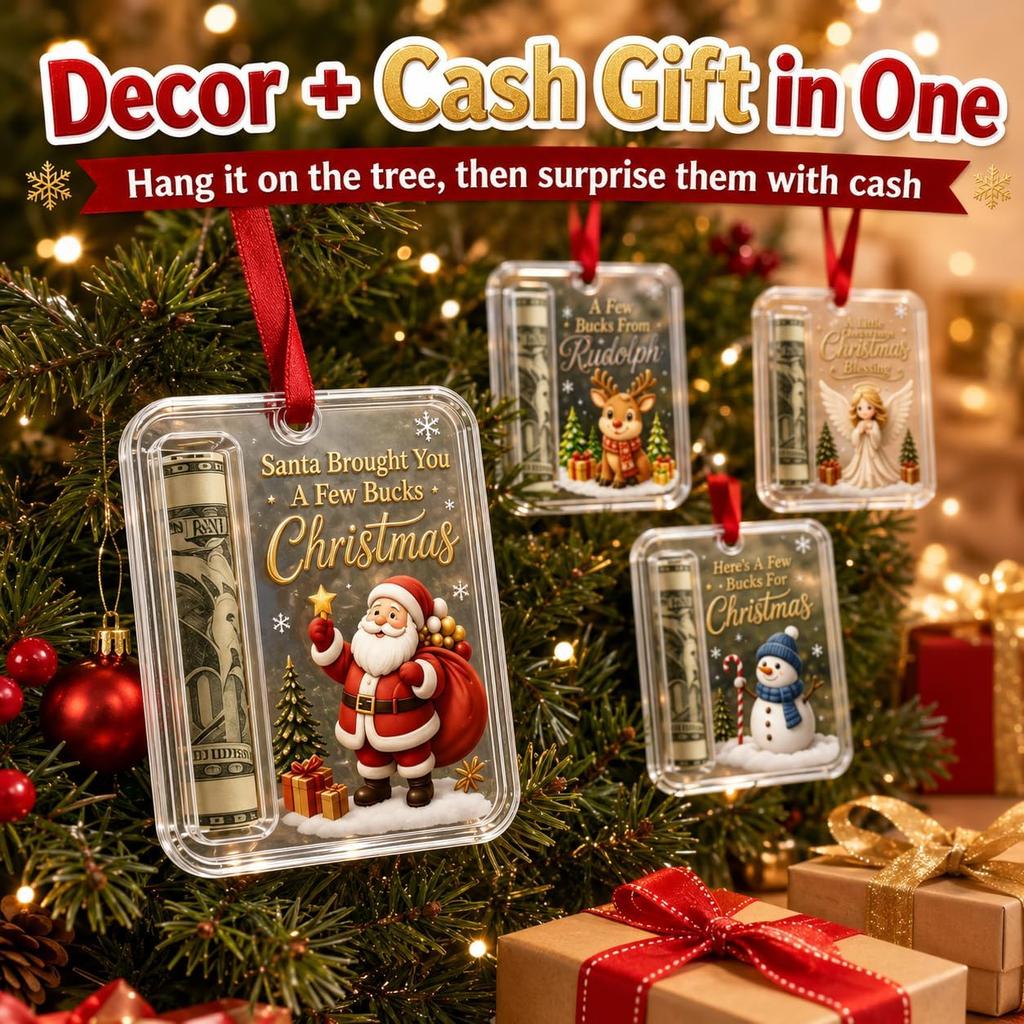 4er-Pack Schmetterling Weihnachten Geldgeschenk Schmuck, Geldhalter für Bargeld, Acryl-Geldhalter Weihnachtsbaum Dekoration, Bargeldgeschenkhalter Feiertags-Hängeornament
