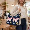 Cute Moth Print Tote Bag Stylish Large Capacity Portable Casual Daily Shoulder Bag for Women Outdoor Shopping Travel Use