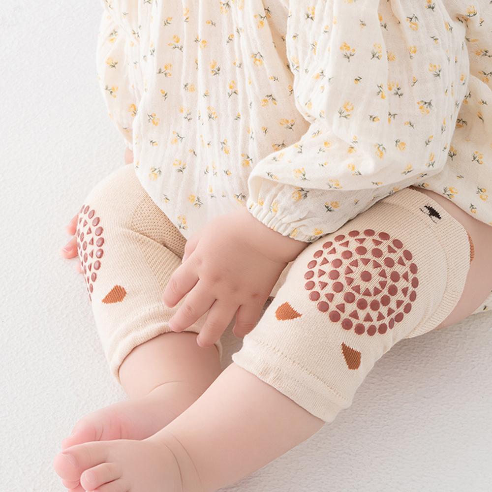 1 Pair Class A Xinjiang Combed Cotton Baby Crawling Knee Pads, Hollow Mesh Anti-Slip Silicone Dot Knee Leg Warmers for Toddler 0-5 Years Four Seasons
