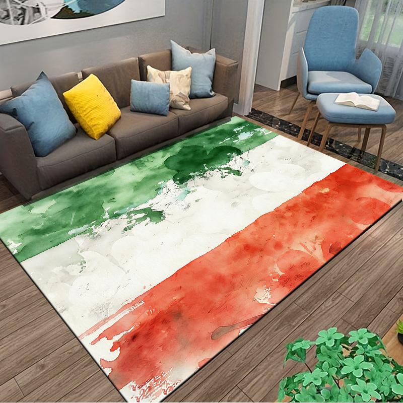 Abstract Italian Flag Design Watercolor Carpet for Bedroom Decor Suitable for use as an anti-slip for living room bedroom sofas