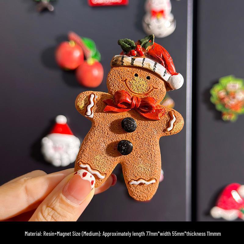 Magneti per Frigorifero di Natale Carini in Resina 3D: Pupazzo di Neve, Albero, Omino di Pan di Zenzero - Adesivi Magnetici Festivi per Decorazione.
