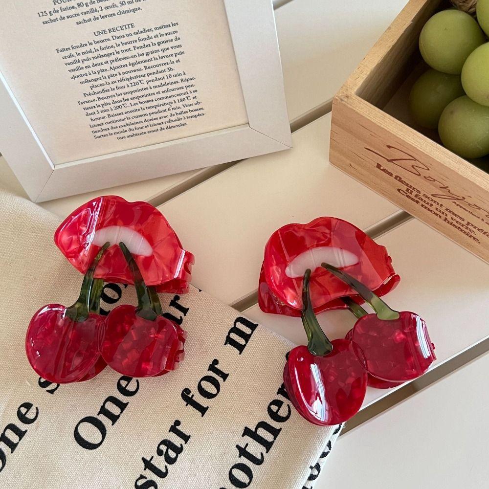 Korean Style Cherry Hair Claw Cute Geometry Shark Clip Lovely Fruit Gripper  Daily