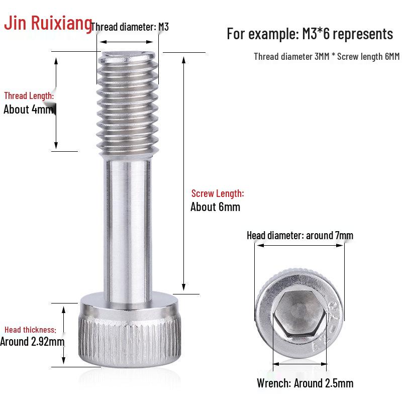 304 Stainless Steel Hex Socket Set Screw, Cup Head, Anti-Loosening, Cylindrical Head Bolt, M2-M10.