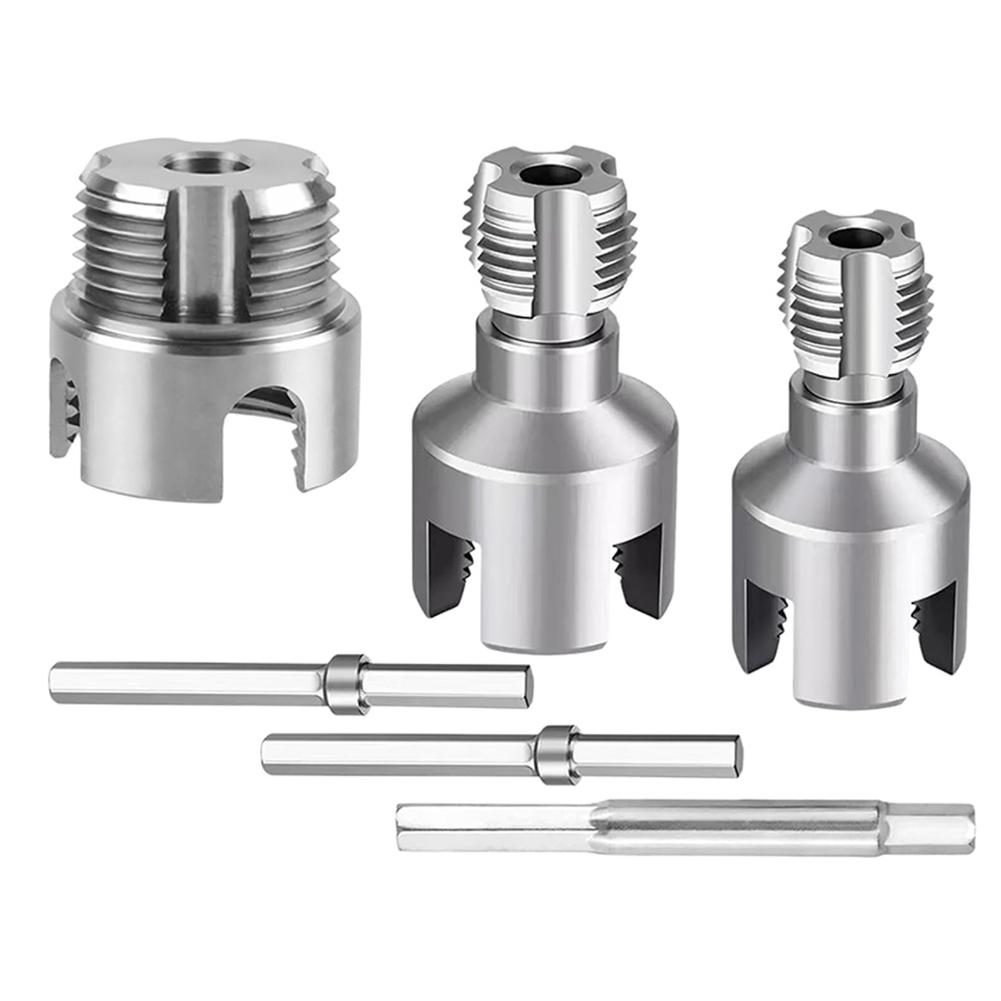 Integrated Internal External Pipe Threading Tool 1/2in 3/4in 1in Dual-Function Drill Compatible Threading Tool for Home Repairs