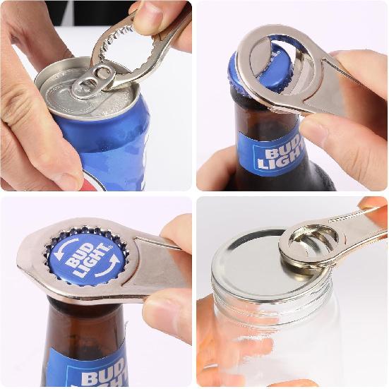 Mason Jar Opener, Canning Jar Opener for Sealed Lids, Beer Bottle Opener, Soda Can Opener, Beer Can Opener(Silver)