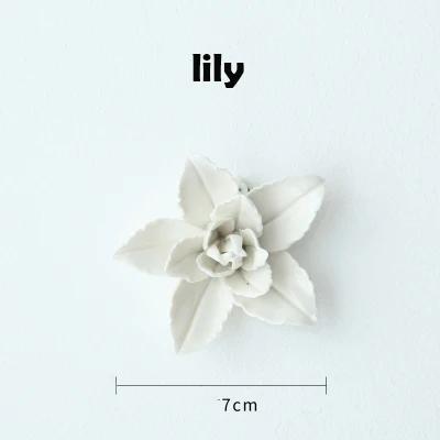 Modern Ceramic Lily Flower Wall Hanging Crafts Home Livingroom TV Background Wall Mural Decoration Hotel Store Wall Ornaments
