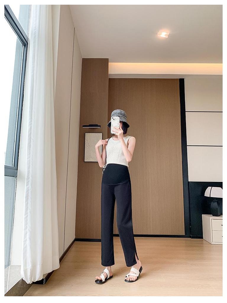 High Elastic Belly Support Maternity Slimming Straight-Leg Pants for Spring, Summer, and Autumn