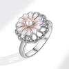 Luxury Rhinestone Flower Rotating Stress Relief Ring Fashionable Open Adjustable Band For Women