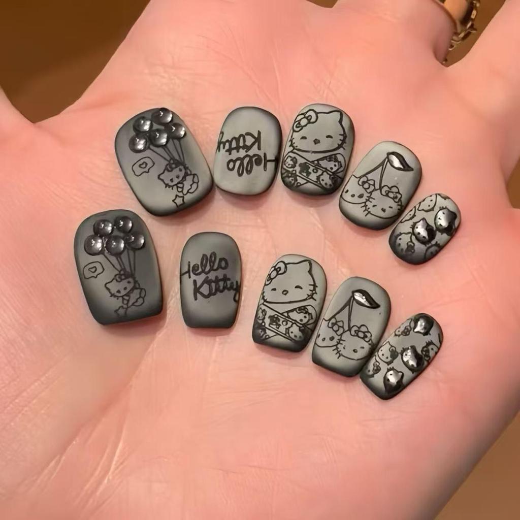 Pink Heart Bow French Cat Nails: Cute, Skin-Brightening Press-Ons for Students