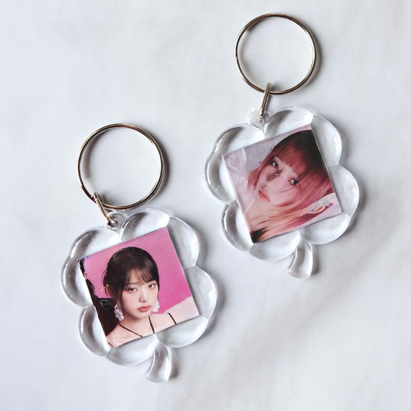 

LUCKY Four-leaf Clover Keychain ID Photo Frame Keyring Holder