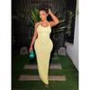 Solid Ruched Spaghetti Strap Bandage Maxi Dress Women Casual Sleeveless Backless Bodycon Ladies Party Streetwear Dresses