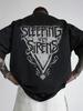 Casual Short Sleeve T-shirt with Bold "SLEEPING with SIRENS" Back Print - Black Polyester Round Neck Tee for Summer
