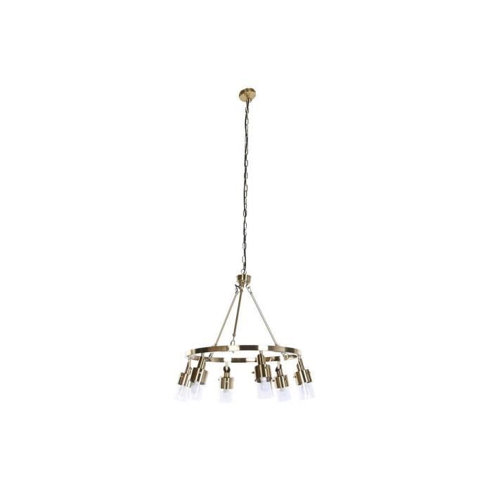 Plafonnier - Non Spécifié - 66 X 66 X 60 Cm - Métal Et Verre Doré - 40 W