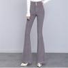 Autumn Winter Fashion Korean Korean Stytle Corduroy Flare Pants Women Elegant Button Design Elastic High Waist Skinny Trousers
