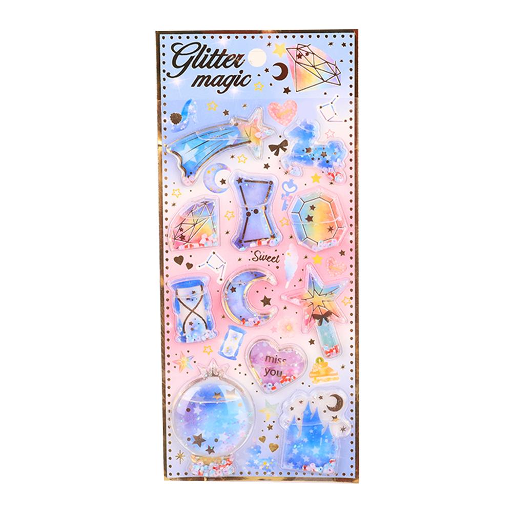 Cartoon 3D Self-adhesive Stickers Crystal Epoxy Space Sticker Kawaii Transparent Three-Dimensional Handbook Diary Decoration DIY