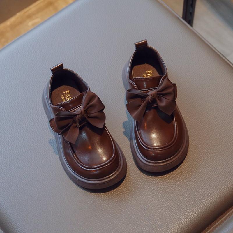 Spring Autumn New Children Loafer for Girl Fashion British Style Princess Chic Bowtie Anti-slippery Casual Performance Shoe