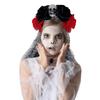 Rose Witch Costume Hair Hoop Gothic Dark Flower Skull Hair Styling for Live Show Headband Gothic Carnivals