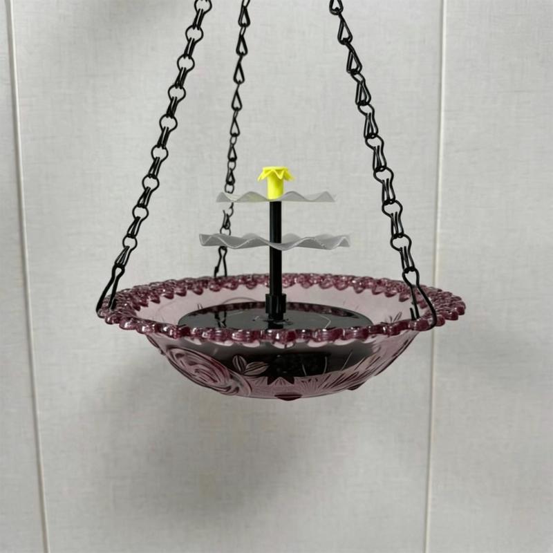 Cascading Hanging Bird Bath Fountain Solar Hanging Bird Feeder With Waterfall Effect For Backyard And Garden