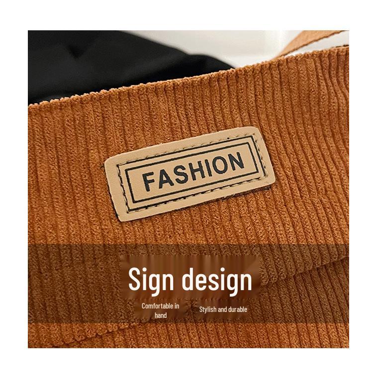 2025 New Trendy Women's Solid Color Corduroy Shoulder/Crossbody Bag - Small Square Design